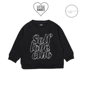 THE SELF LOVE CLUB LITTLE BABES BIG SISTER CREW NECK SWEATSHIRT BLACK Size 10/12